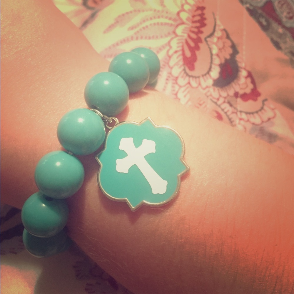 Mint Green Stretch Cross Bracelet